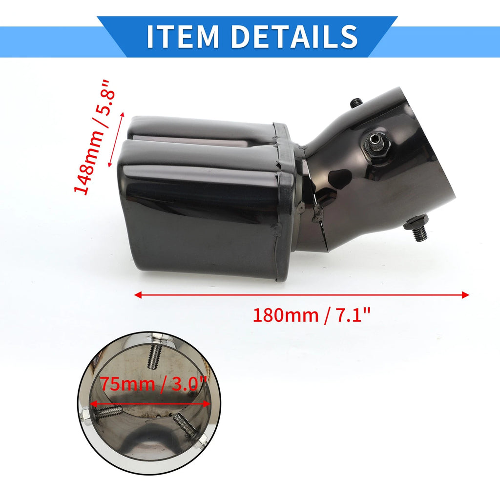 Dual Exhaust Tip for Toyota Land Cruiser Prado (Black)