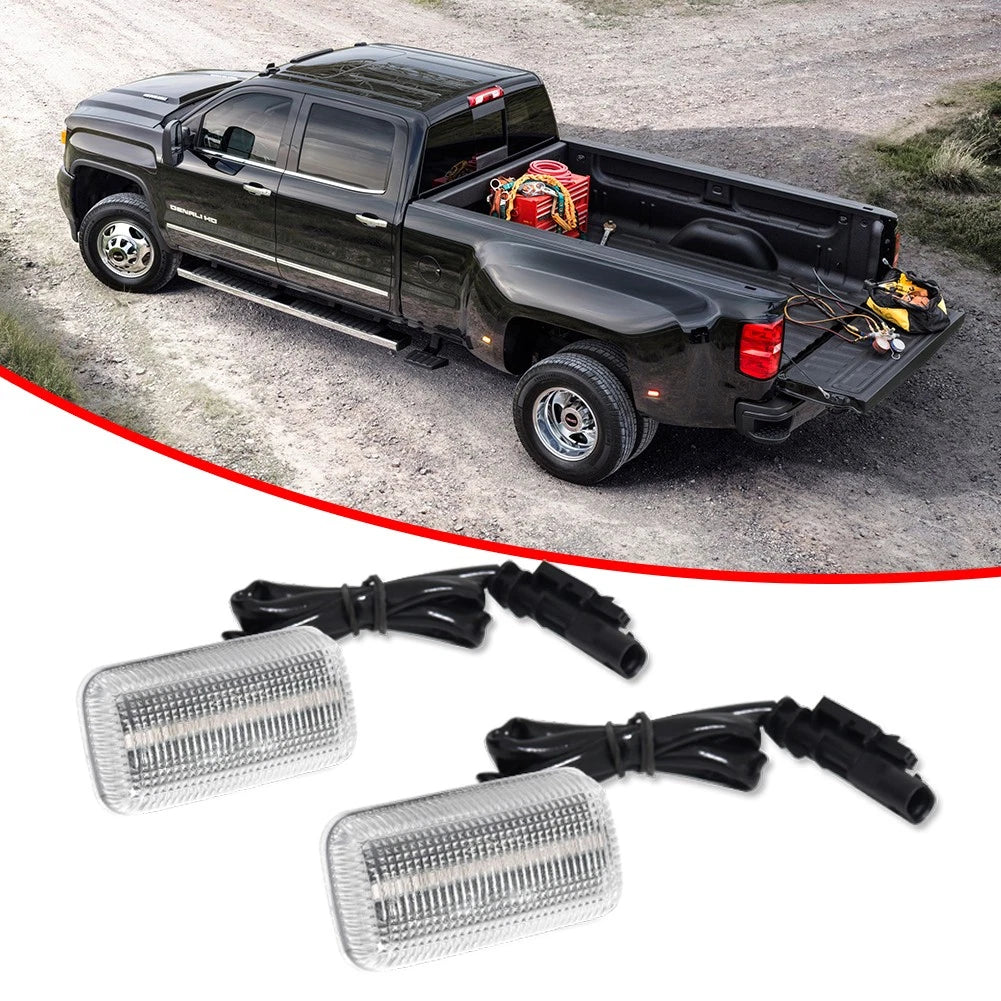 Set of 2 Clear Red LED Side Marker Lights for Chevy GMC 2500HD 3500HD