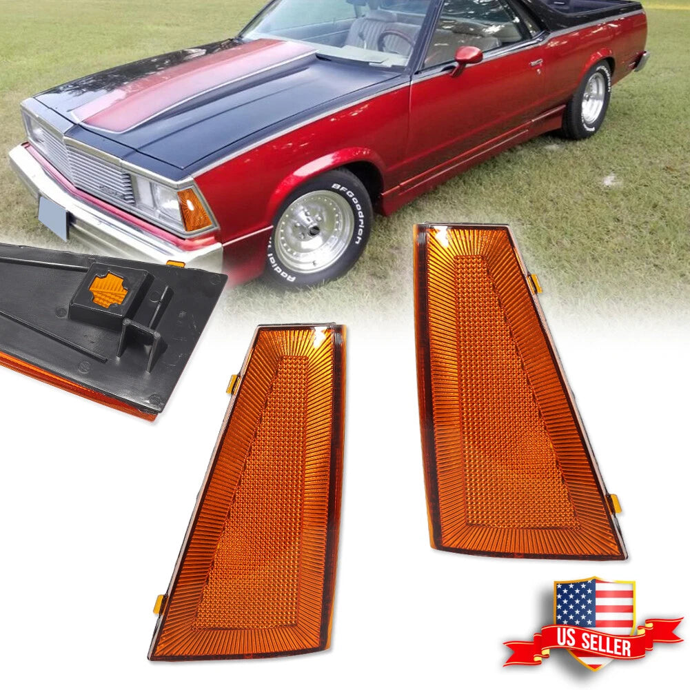 2X Amber Lens Front Side Marker Lights for Chevrolet El Camino Malibu (1980–1981)