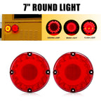 2pc 7" Round Red 36-LED Tail Light for School Bus Transit Vehicles