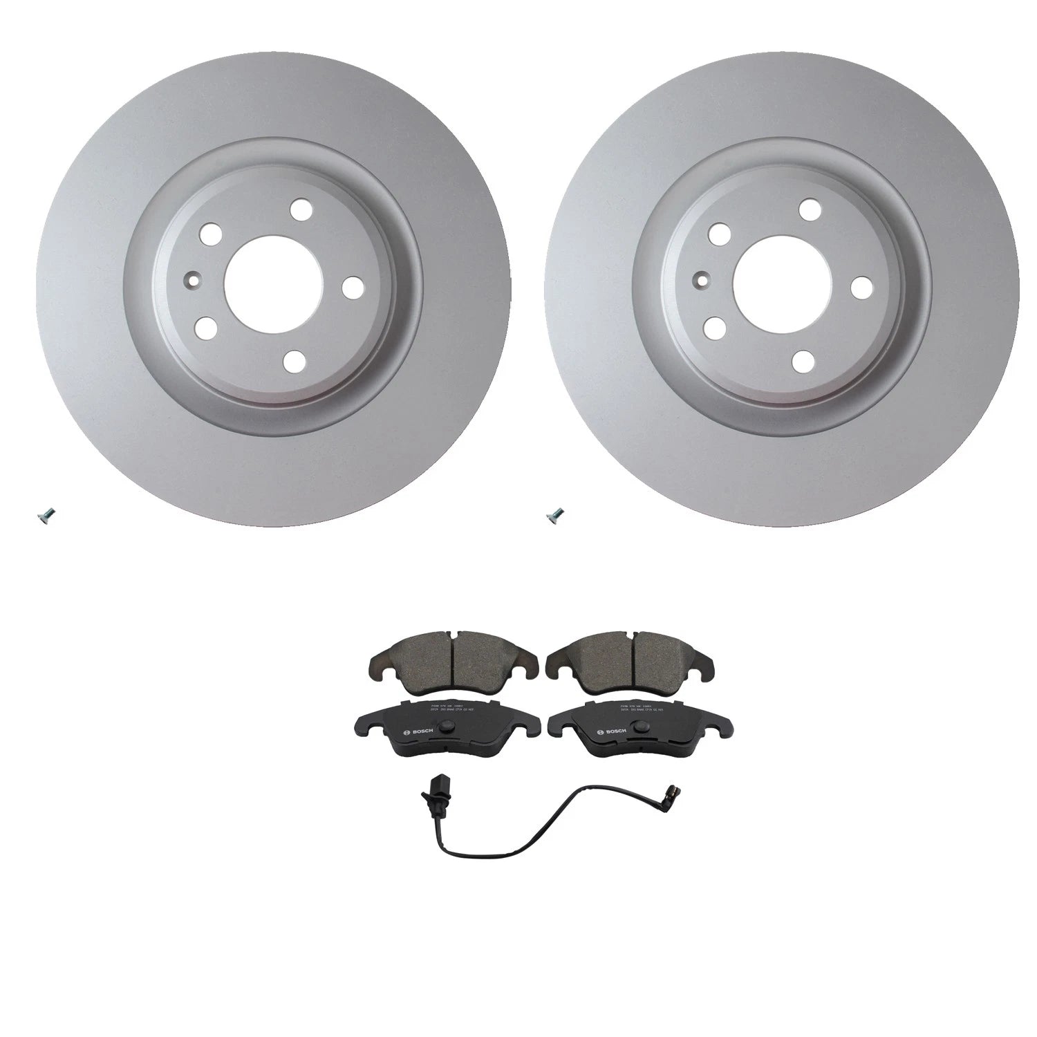 Set of 4 Hella Front Rotors & Bosch QuietCast Ceramic Pads for Audi S4 S5