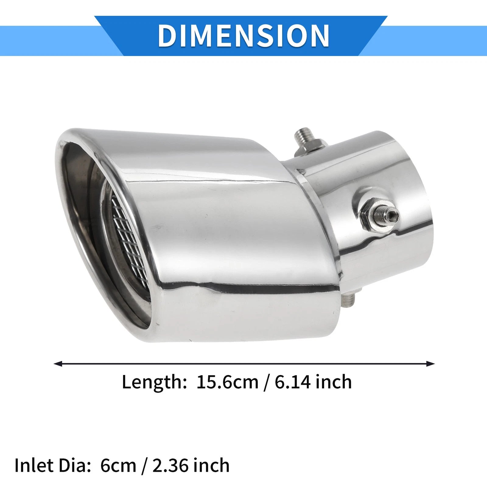 2.36" Exhaust Muffler Tip Pipe for Suzuki Hustler MR52S MR92S Silver Tone