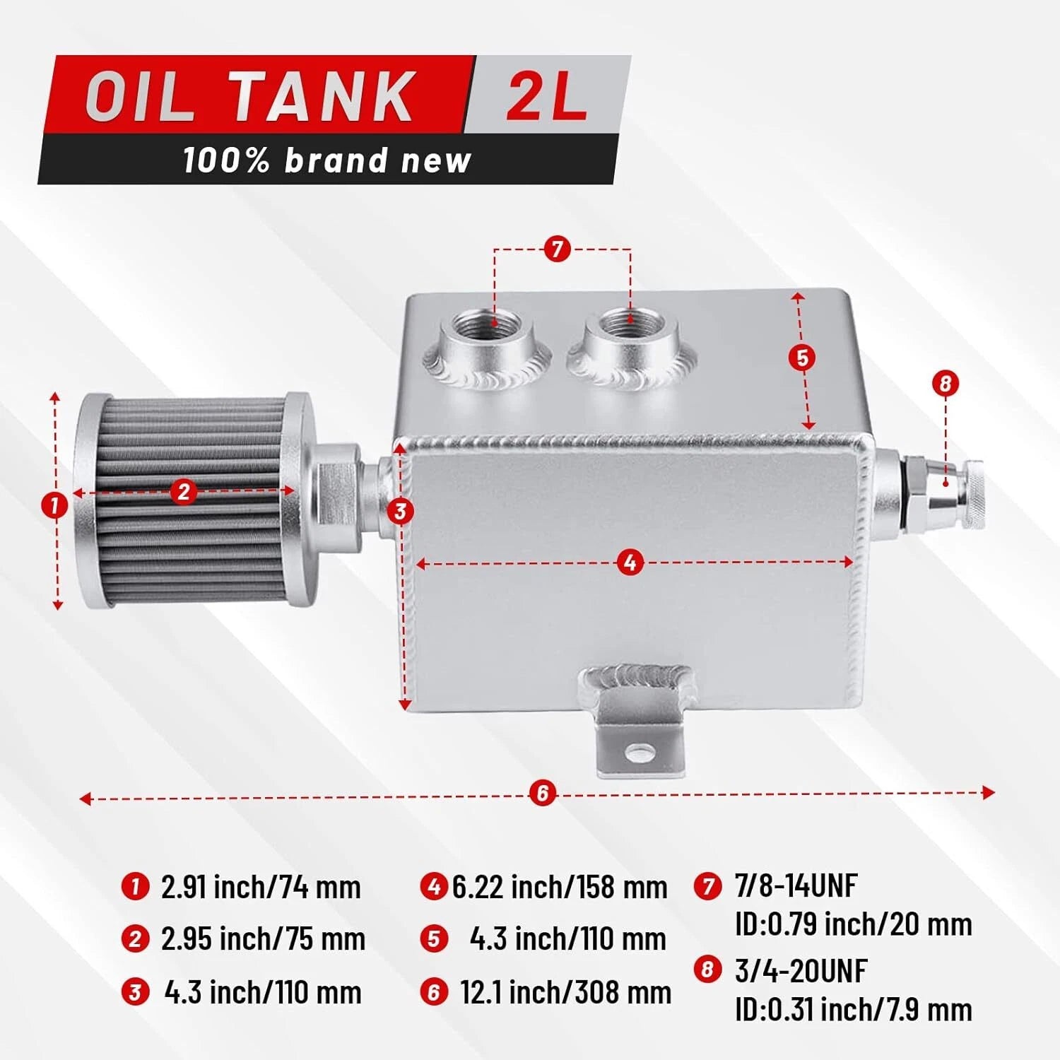 2L 10AN Oil Catch Can Tank for Universal Applications (Baffled, Aluminum)