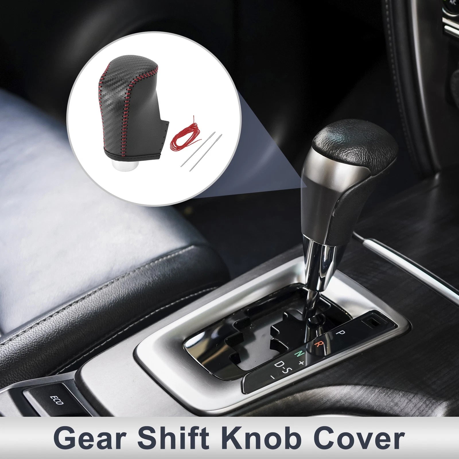 1 Pc Gear Shift Knob Cover for Mazda CX-30 (2020–2021) Black Carbon Fiber Red