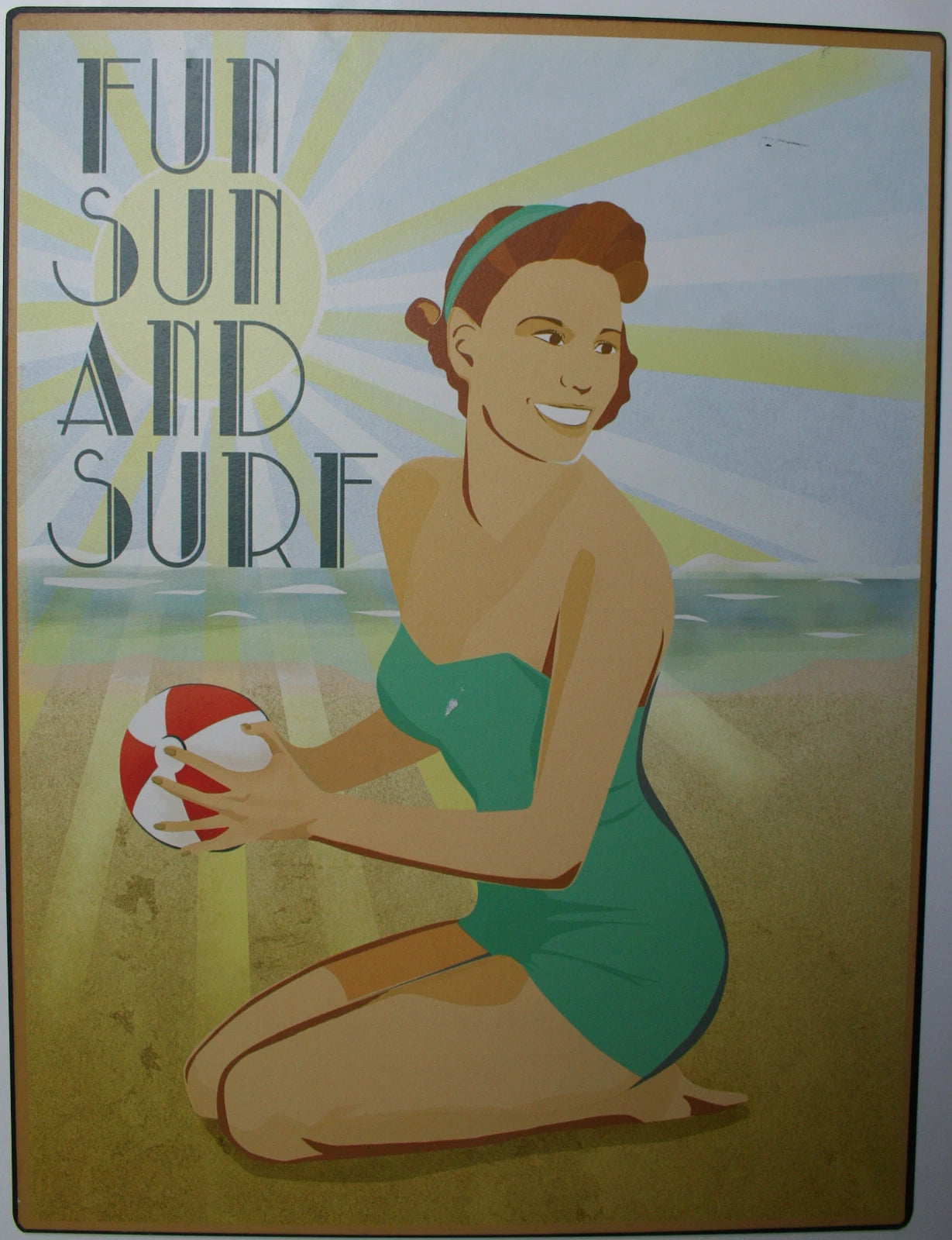 Iron Tin Metal Sign for Home Kitchen Decor (Sun Surf Beach Mom Cave)
