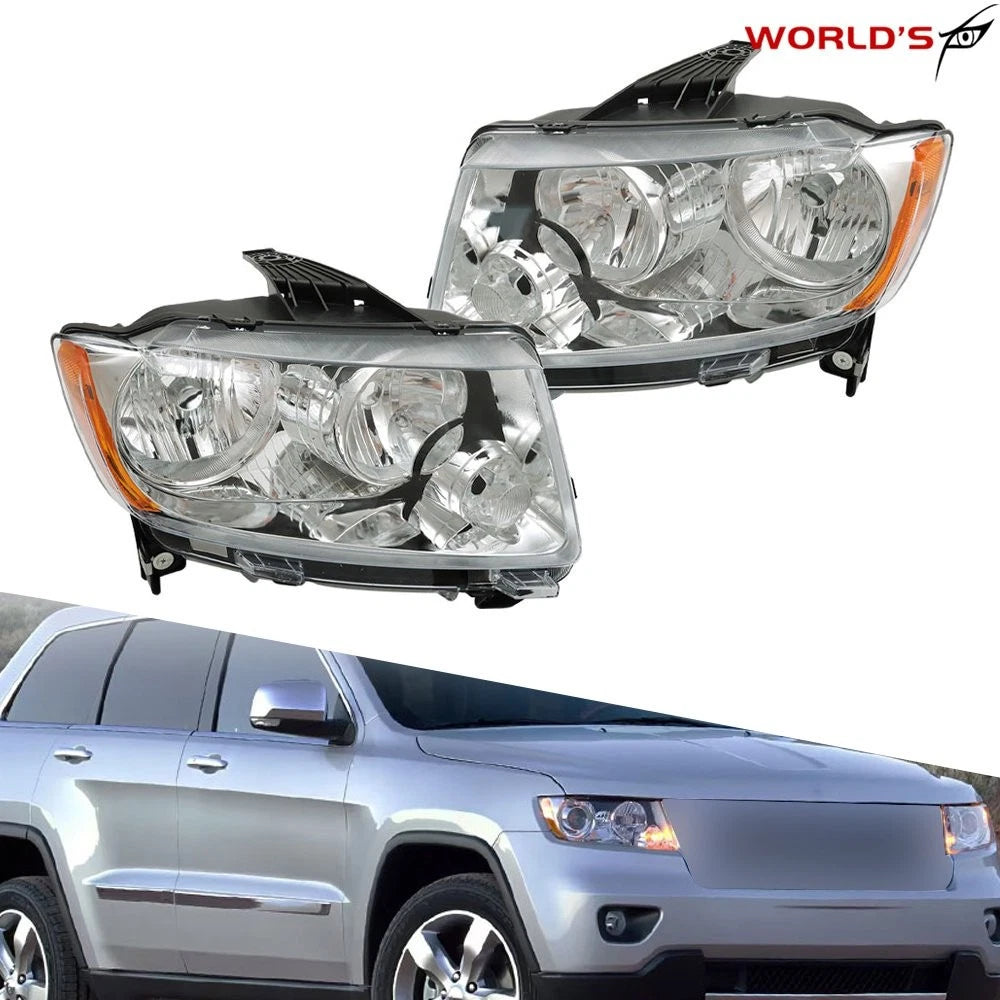 Set of 2 Halogen Headlights for Jeep Grand Cherokee, Compass