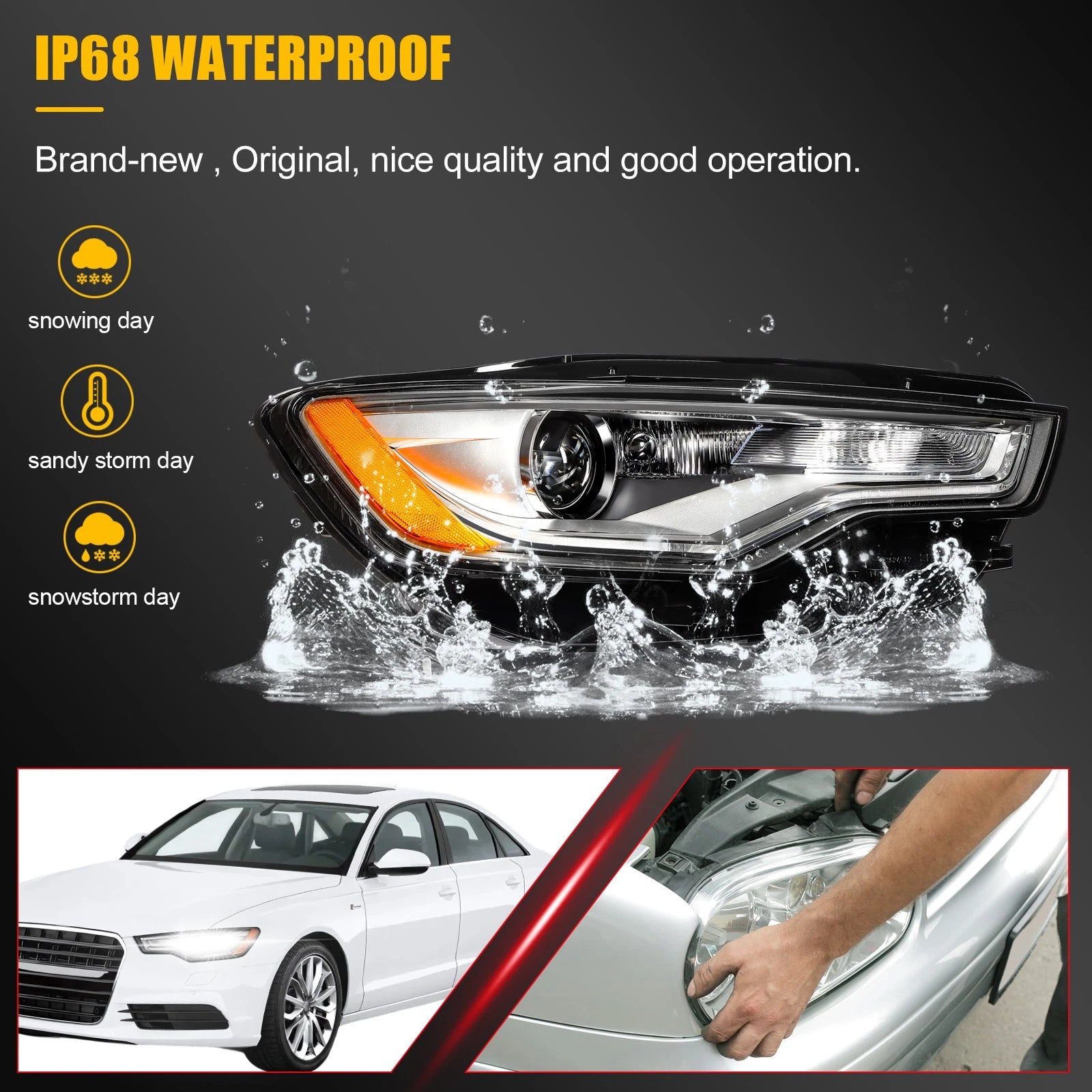 Left Headlight Assembly for Audi A6 S6 (2012–2015) HID/Xenon Projector