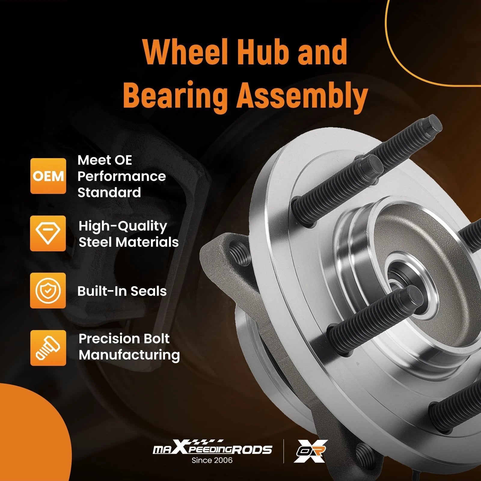 2 Front Wheel Hub Bearing Assembly for Ford F-150 4WD (2009-2010)