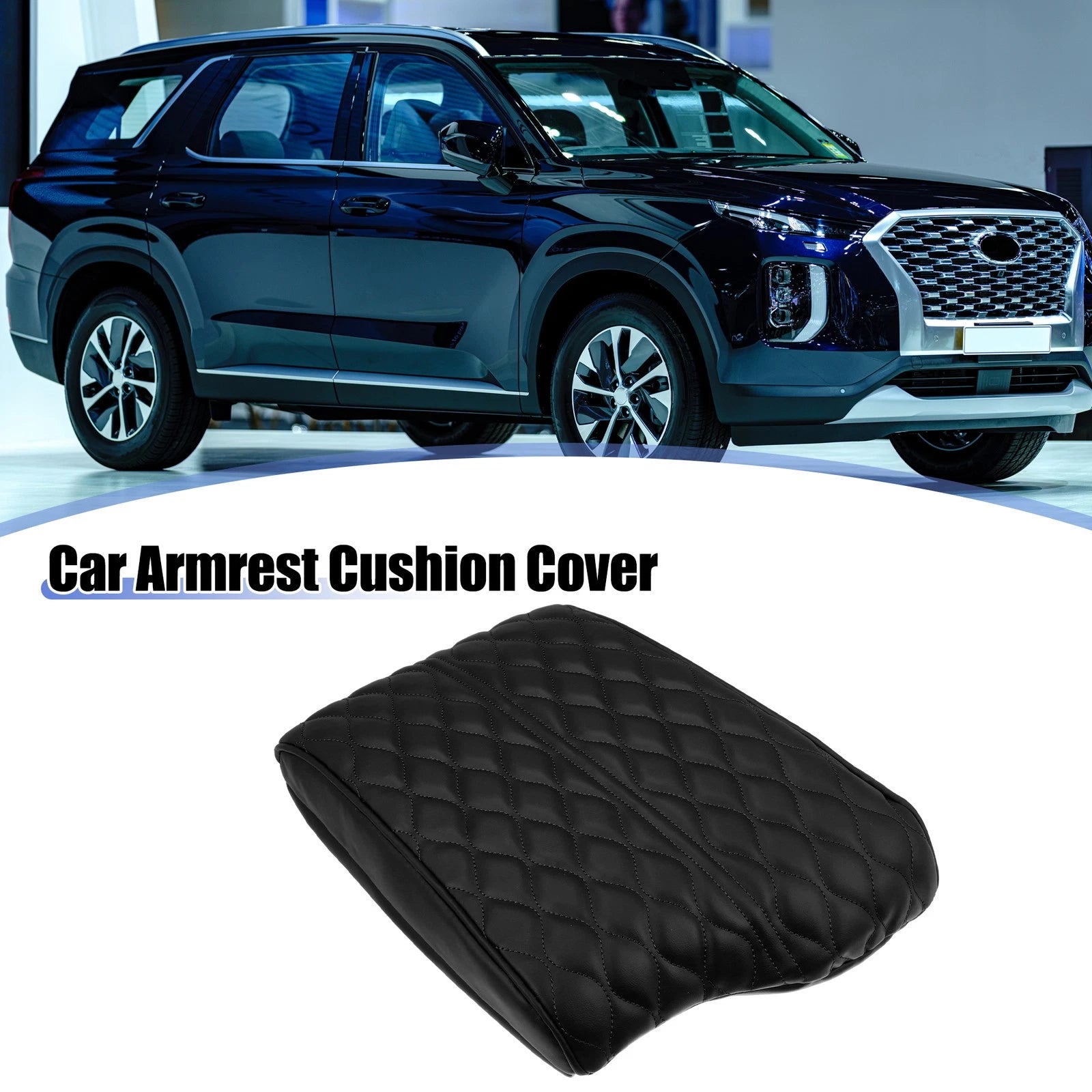 Armrest Cushion Cover for Hyundai Palisade (2020–2022) Black Faux Leather