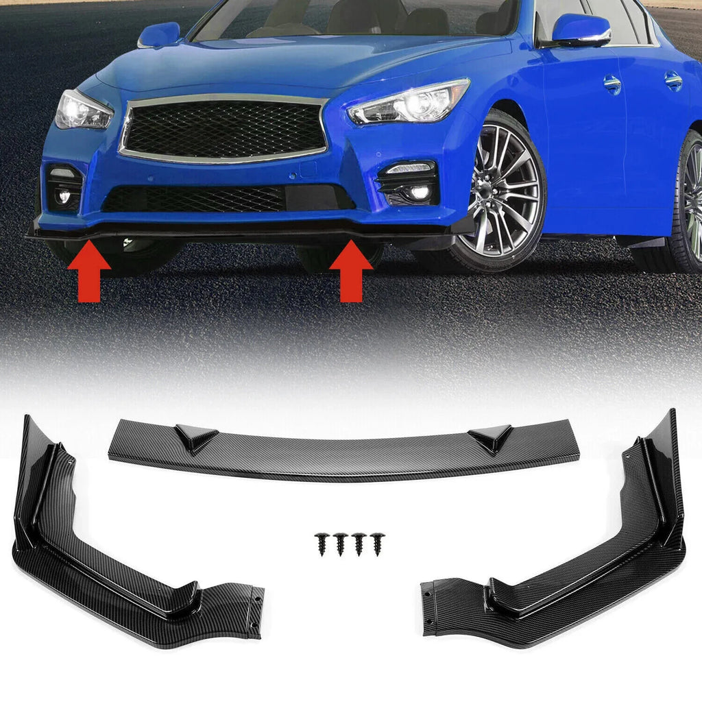 Front Bumper Lip Splitter for Infiniti Q50 Sport (2014–2017) Carbon Fiber Style