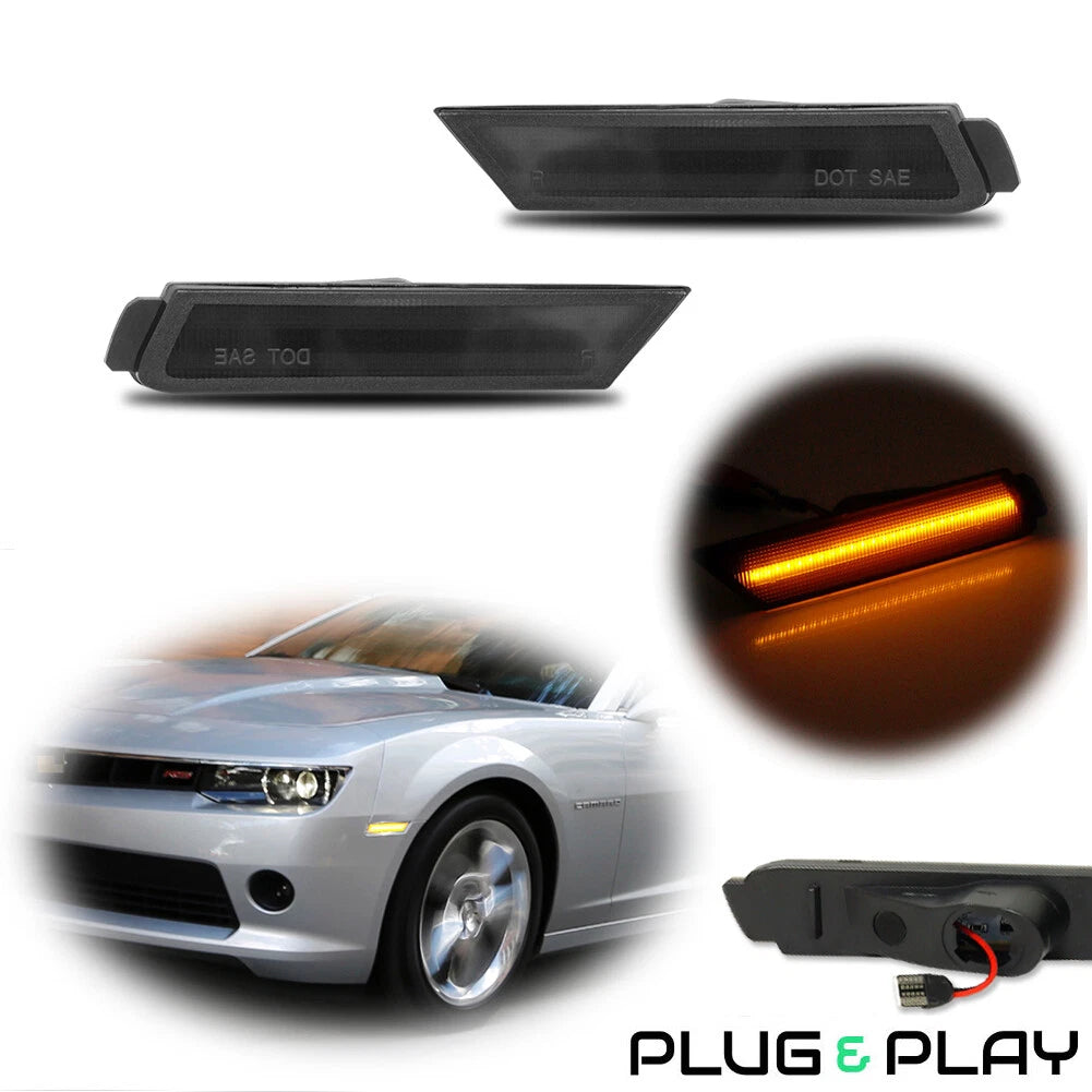 Smoke Lens Front Bumper Side Marker Lamps for Chevy Camaro (2010–2015)