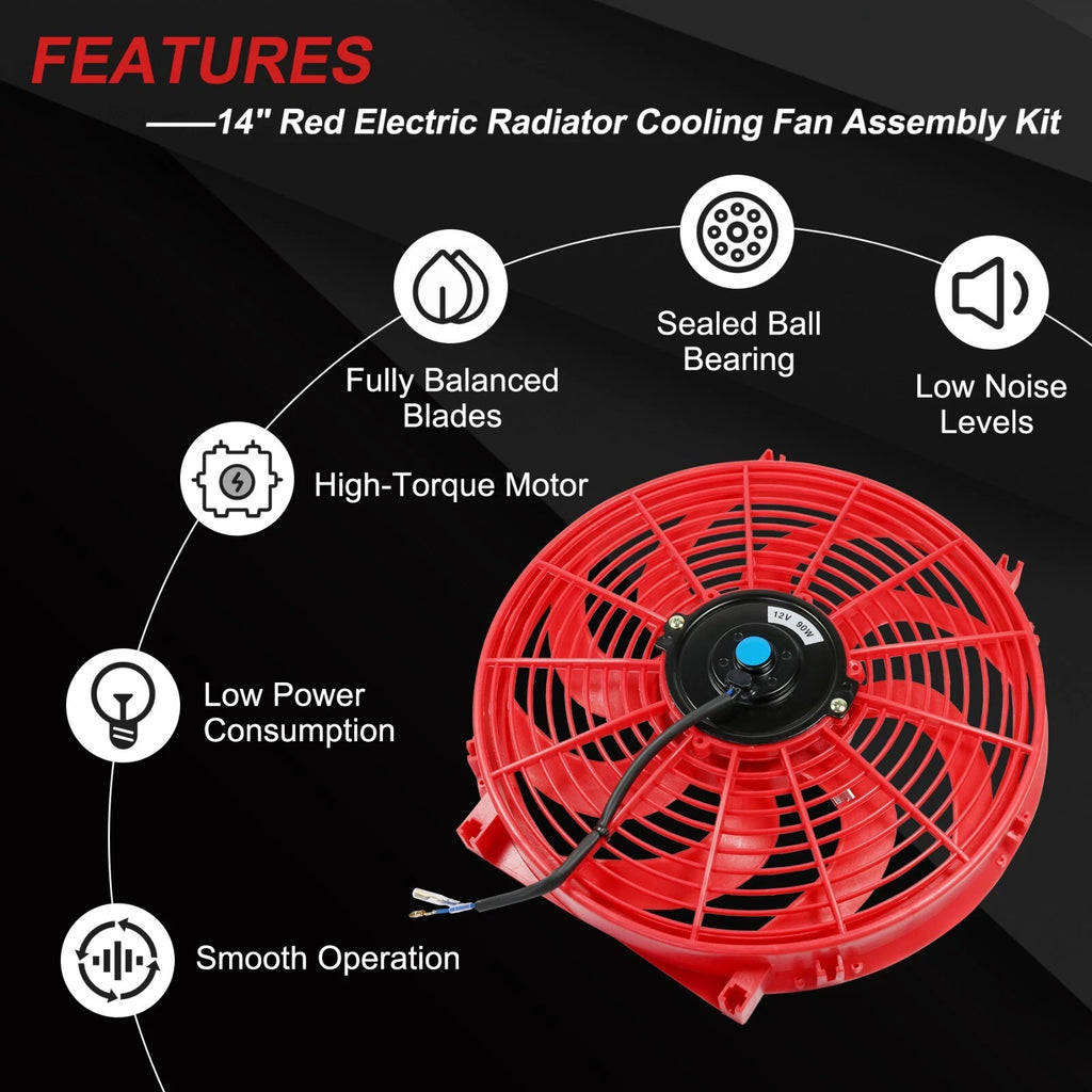 12V 14" Universal Slim Electric Radiator Cooling Fan Kit