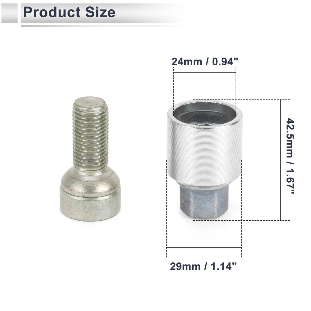 Type M Wheel Lock Lugnut with Bolt Kit Nut Removal Key for Audi A4L A5 (2013–2020)