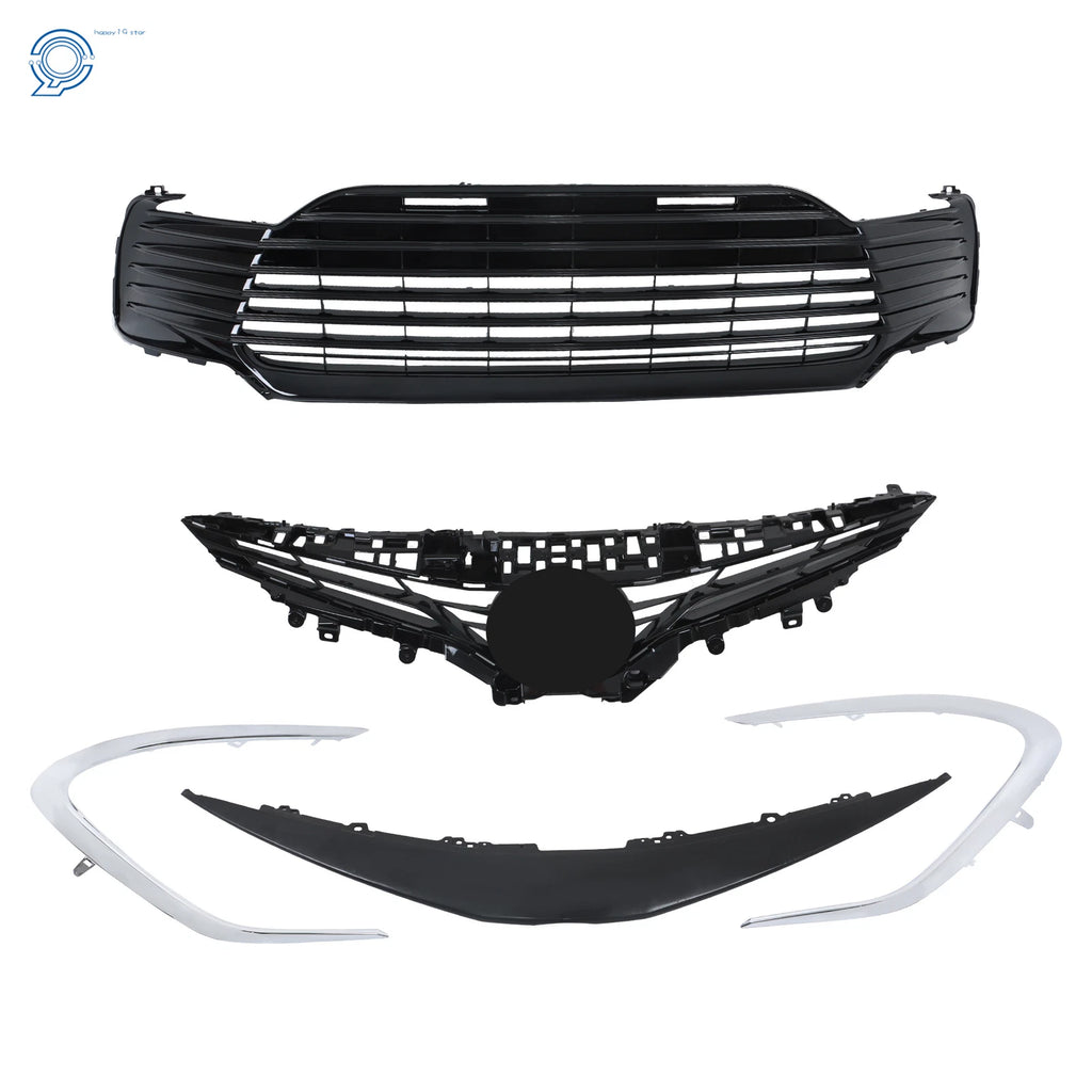 Set of 2 Front Upper Lower Grille Strip Trim for Toyota Camry LE (2021–2022)