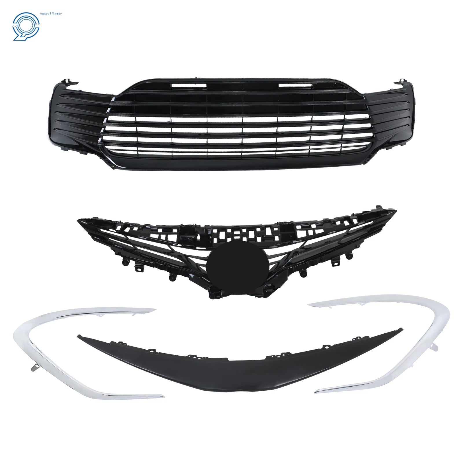 Set of 2 Front Upper Lower Grille Strip Trim for Toyota Camry LE (2021–2022)