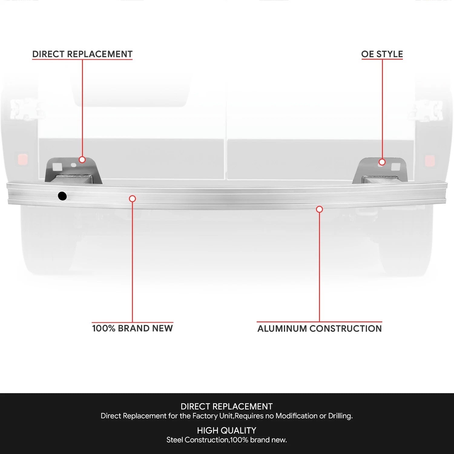Rear Bumper Impact Bar Reinforcement for Ram ProMaster City (2015–2022) 68259432AA