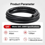 1/4 Inch 25 ft SAE J30R9 Fuel Line Hose for Gas, Diesel, E85 (1990–1990)