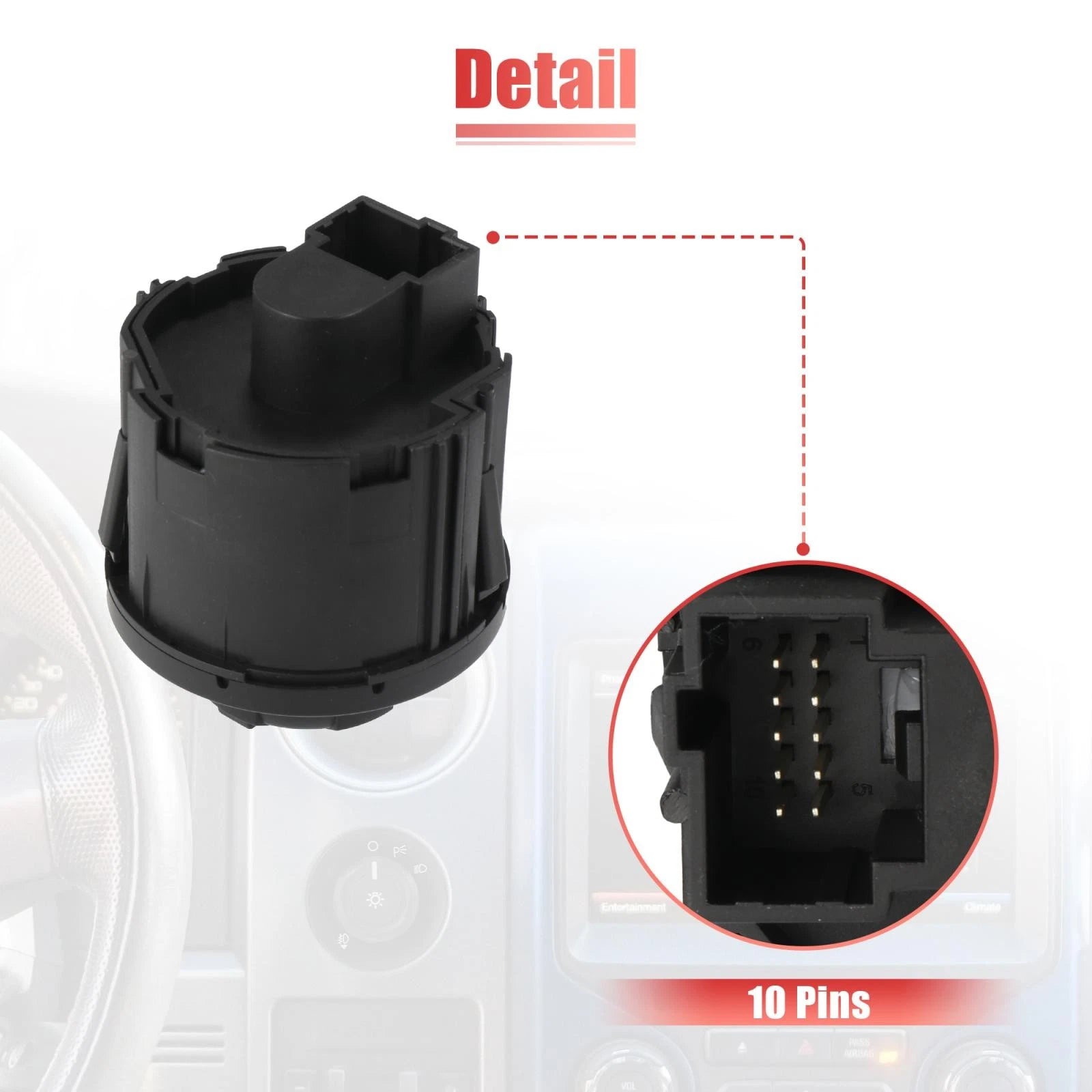 Headlight Switch Knob for Ford F-150 (2009–2017) 9L3Z11654BA SW6636