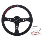 14" 345mm Deep Dish Carbon Fiber Leather Steering Wheel for Universal Fit