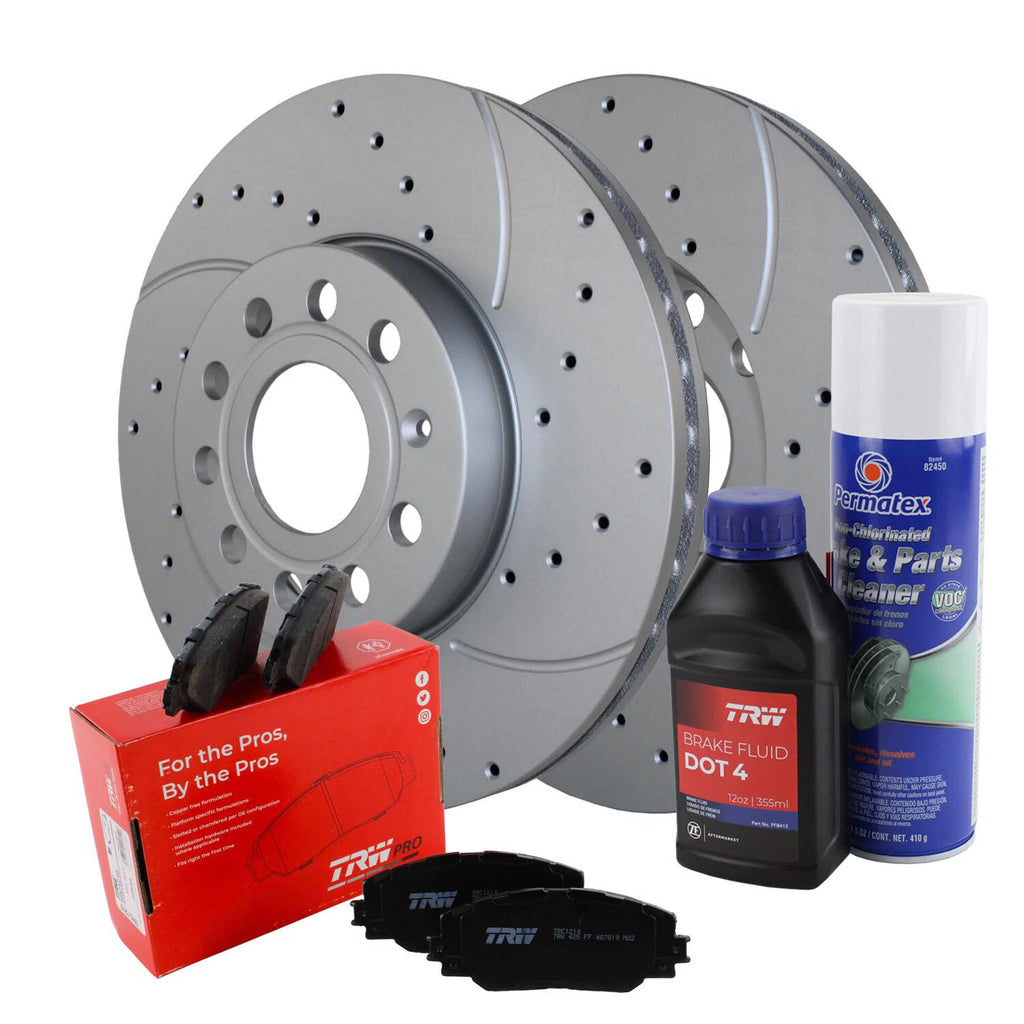 Front Brake Kit 288mm Drilled Disc Rotors & TRW Pads for A3 e-Golf Jetta (2013–2020)