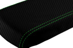 Console Lid Armrest Cover for Dodge Durango (2004–2009) Carbon Fiber Green Stitch