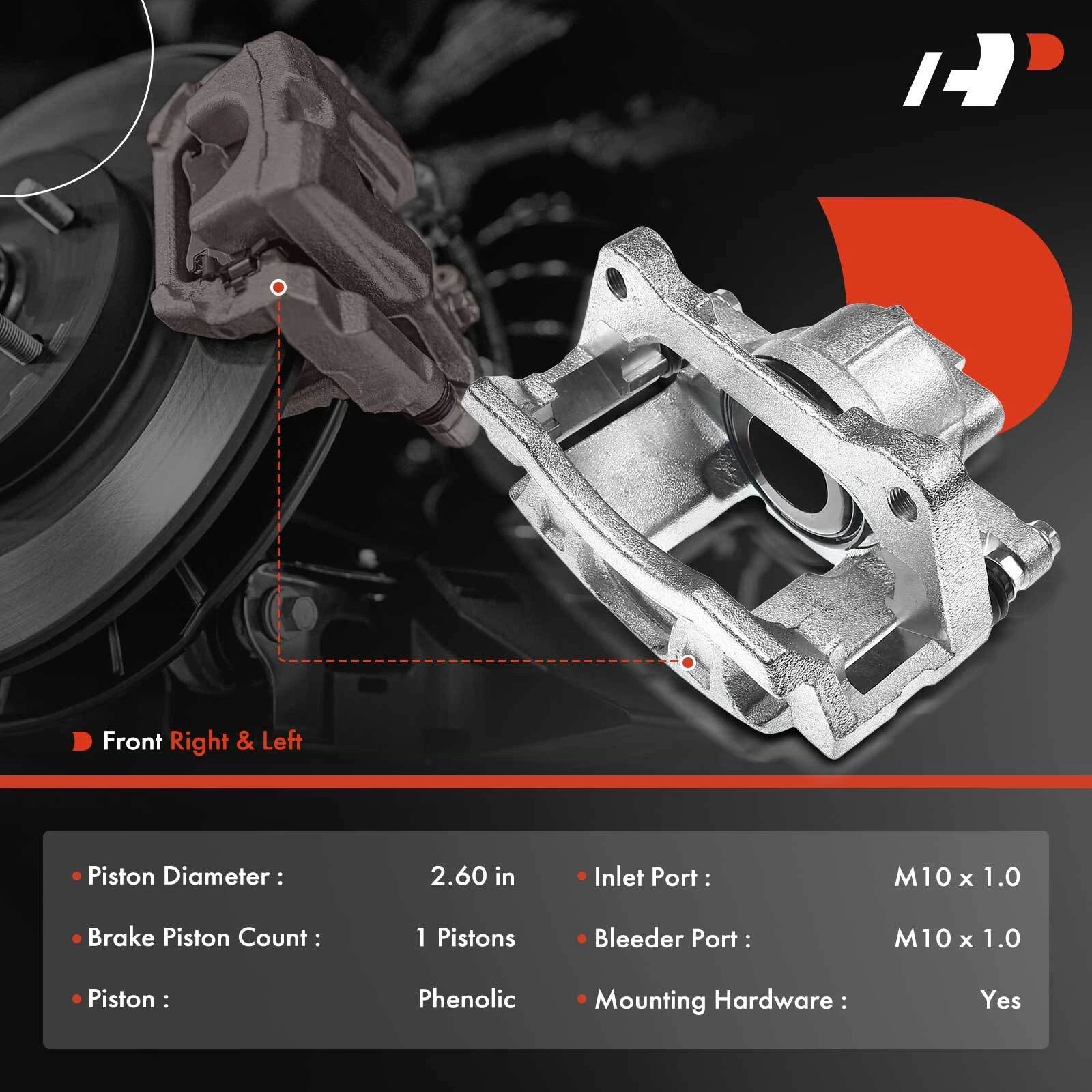 Pair Front Brake Calipers for Jeep Wrangler (2007-2017)