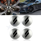 4PC 63mm Slash Rim Center Cap Covers for Dodge (2.5" Silver/Black)