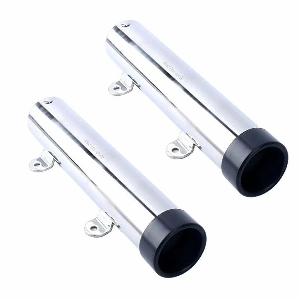 2Pcs Stainless Steel Side Mounted Fishing Rod Holder with Weld Brackets