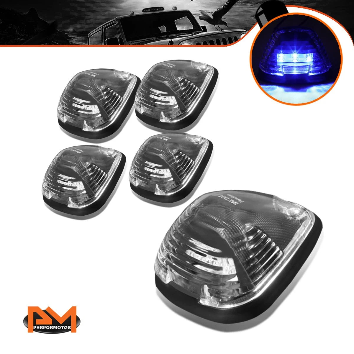 5Pcs LED Cab Roof Running Light W/Harness for Ford Super Duty (1999–2016)