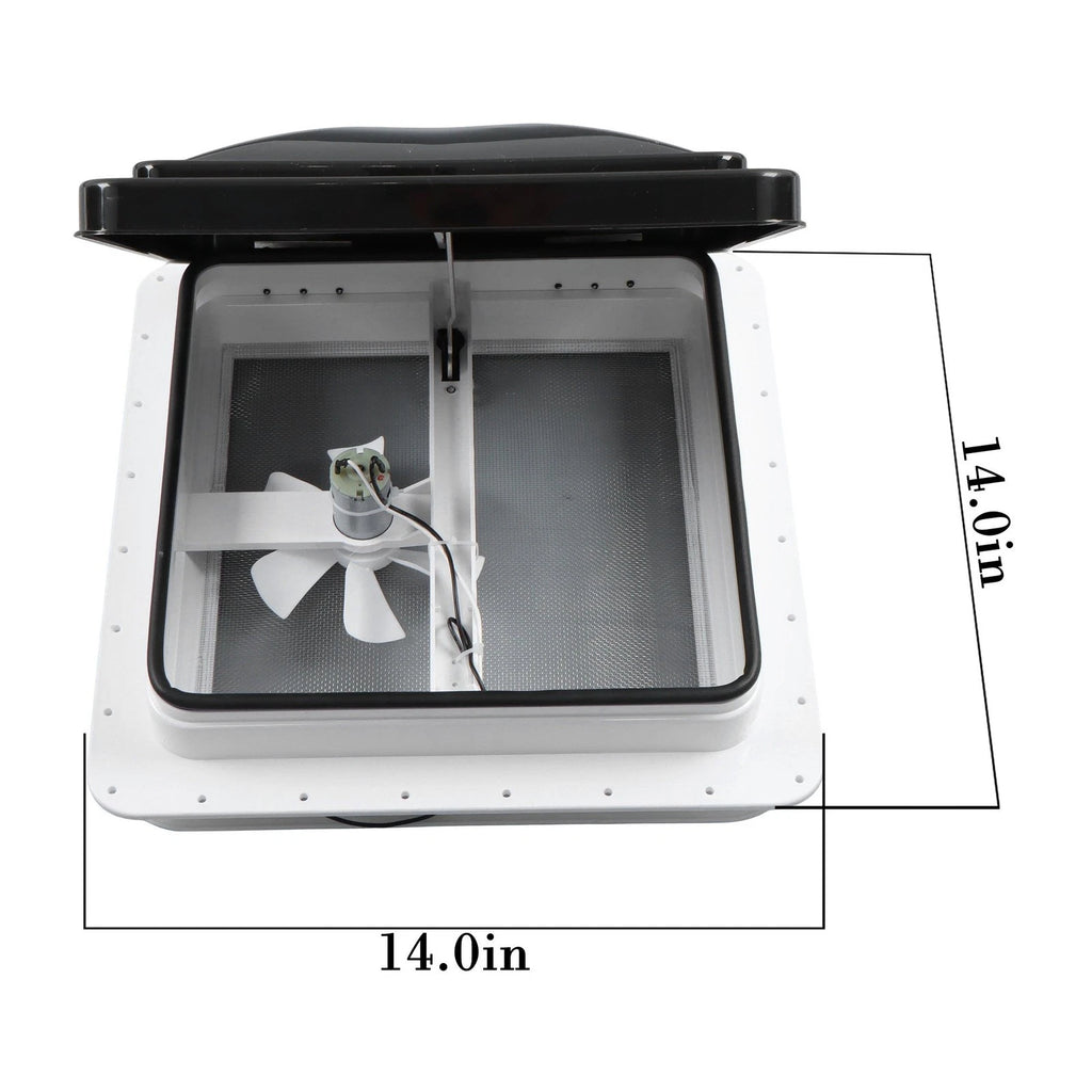 12V Reversible RV Roof Vent Fan Kit for Camper (14" x 14")