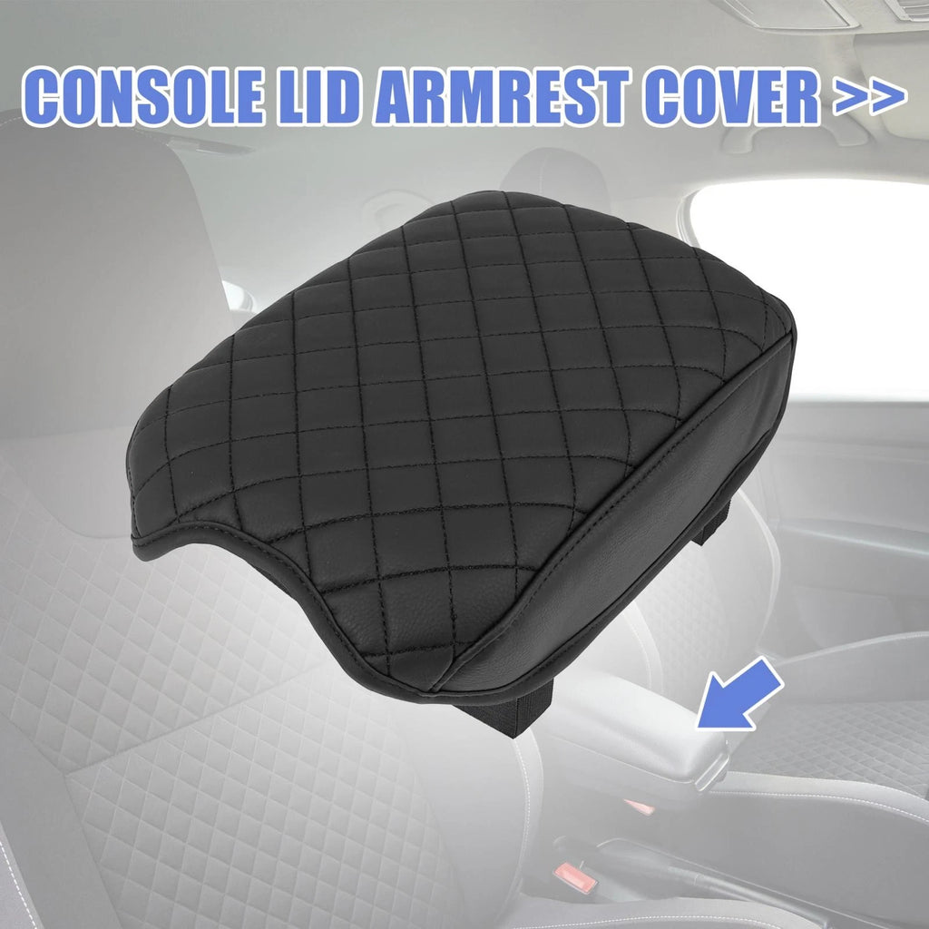 Console Lid Armrest Pad Cover for Toyota Tacoma (2016–2020) Black Microfiber Leather