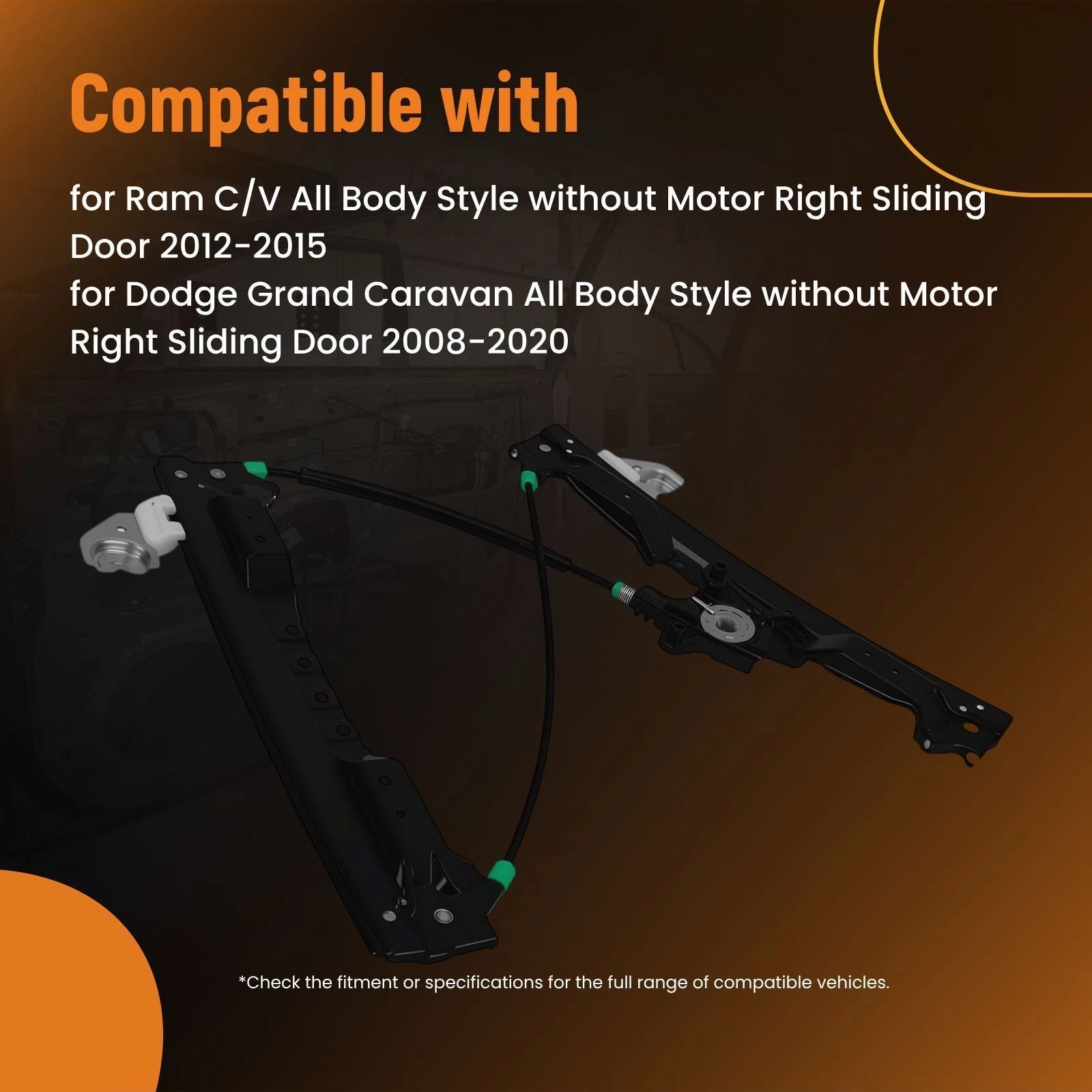 Electric Window Regulator Right for Ram Dodge Chrysler (2008–2020) 68030718AA