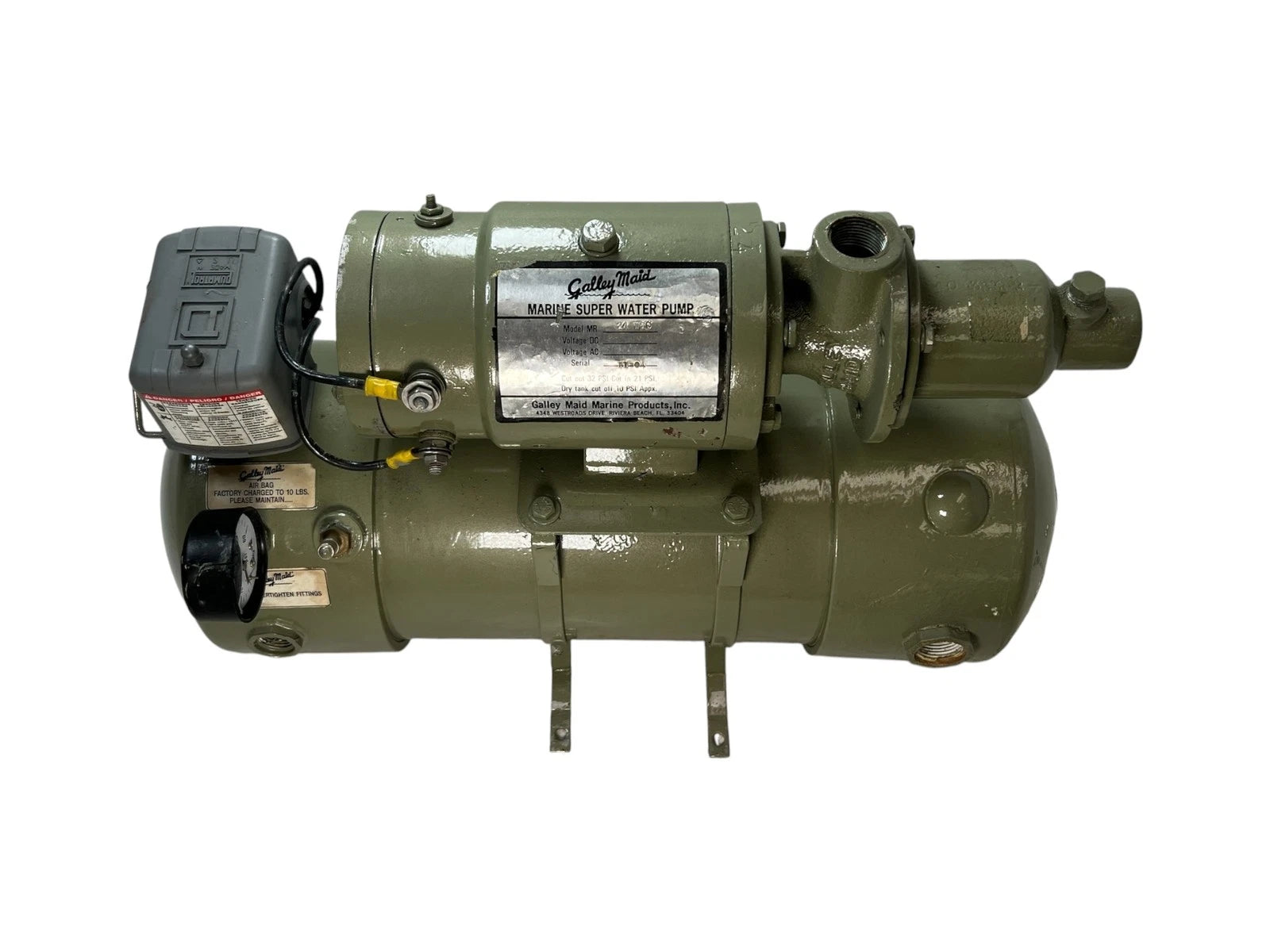 Galley Maid Water Pressure Pump w/ Accumulator Tank 7 GPM 24V MR Series