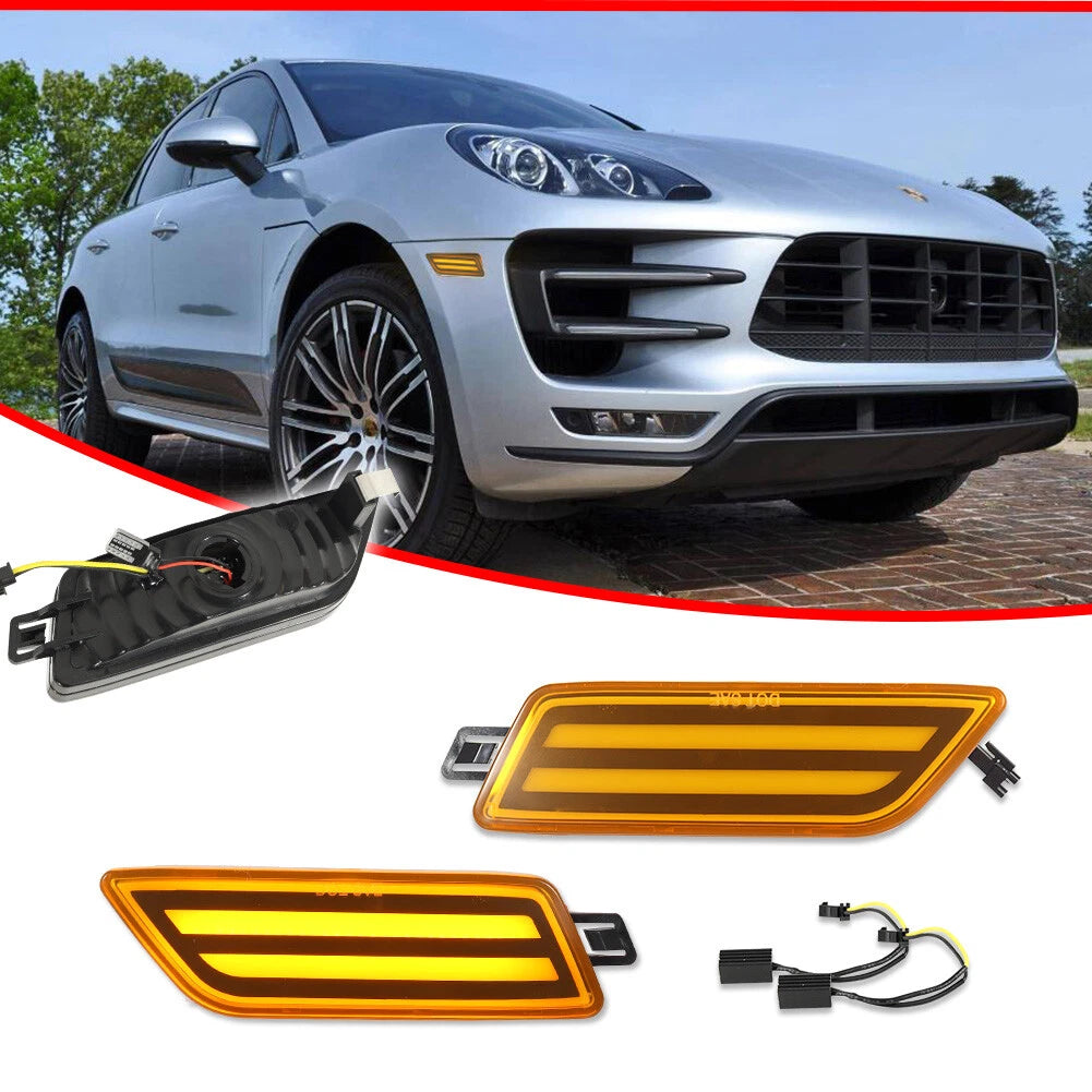 Amber Lens LED Front Bumper Side Marker Lights for Porsche Macan (2014–2024)