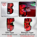 Halogen Tail Lights Set for Chevy Colorado (2023–2024) w/Bulbs