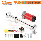 150DB 12V Chrome Trumpet Air Horn Compressor Relay Kit for Car Truck
