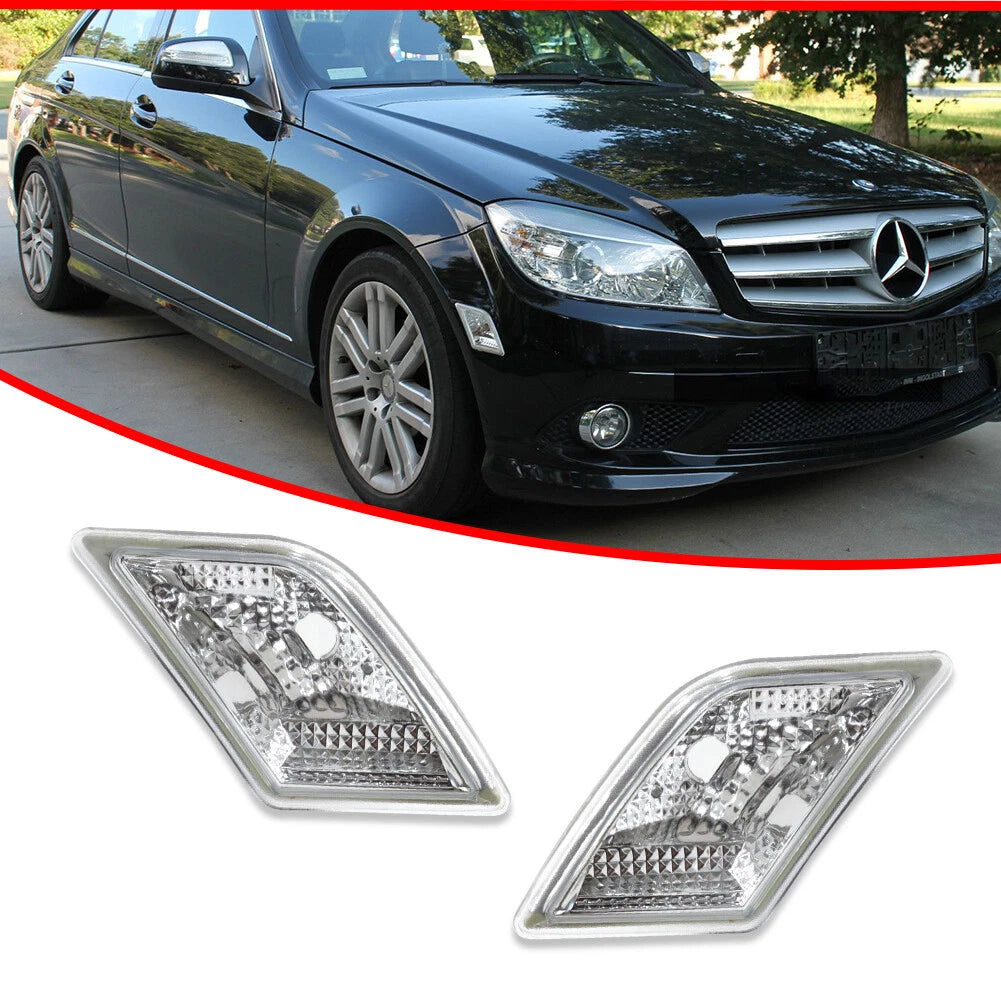 Clear Lens Front Side Marker Lights for Benz W204 C250 C300 (2008–2011)