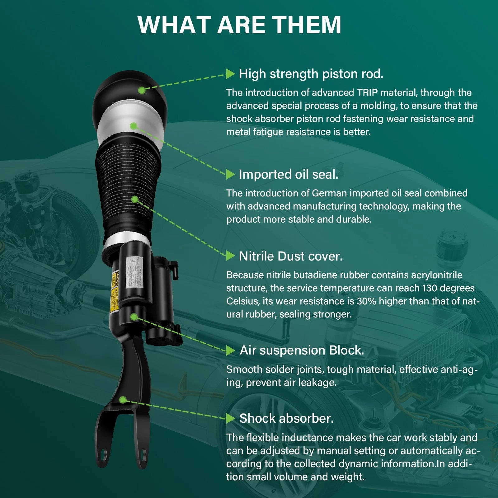 Front Left Air Suspension Strut for Mercedes W222 S550 S450 S500 S560 (2014–2020)