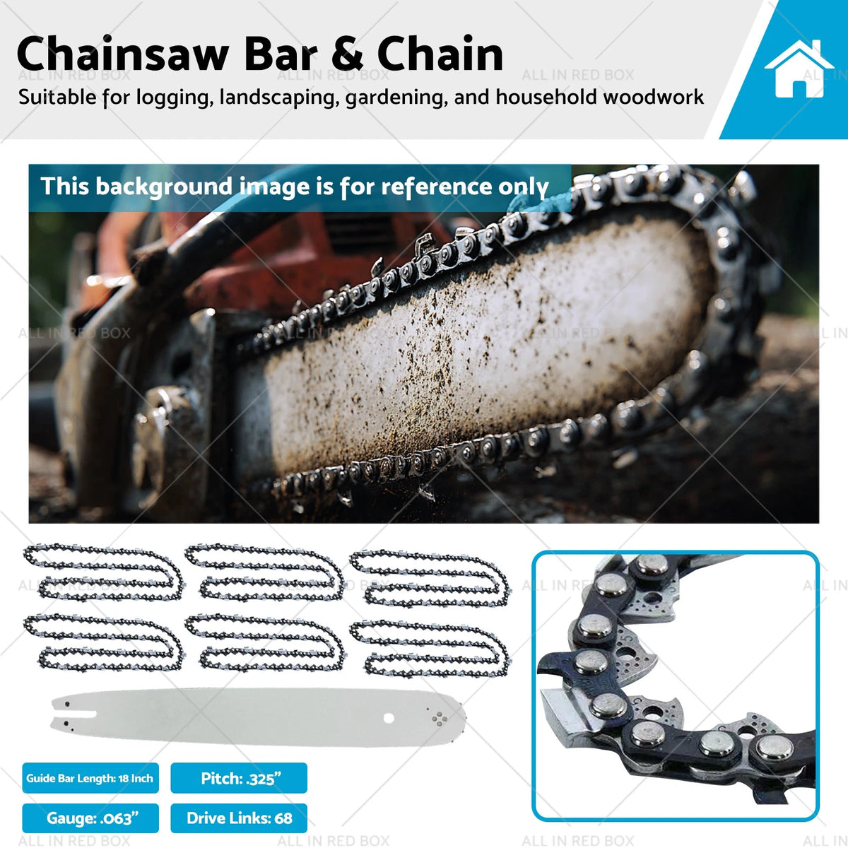 Chainsaw Bar Chain Kit for Stihl 021 MS 231 MS 250 (18'' .325 .063 68DL)