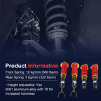 Set of 4 Coilover Struts for Honda Prelude (1992-2001) Adjustable Height