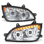 Chrome Amber LED Sequential Chasing Projector Headlights for Kenworth T660 (2008–2017)