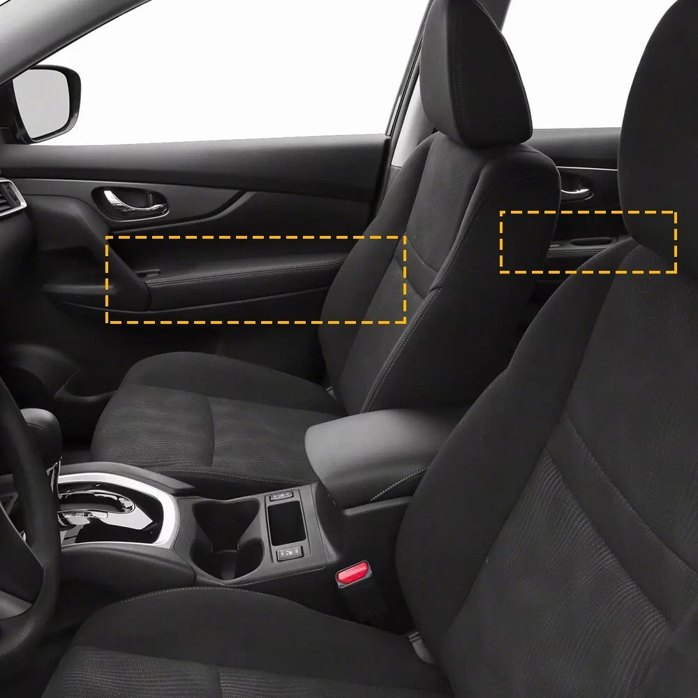 Set of 4 Black Leather Interior Door Armrest Panels for Nissan Rogue (2014–2020)