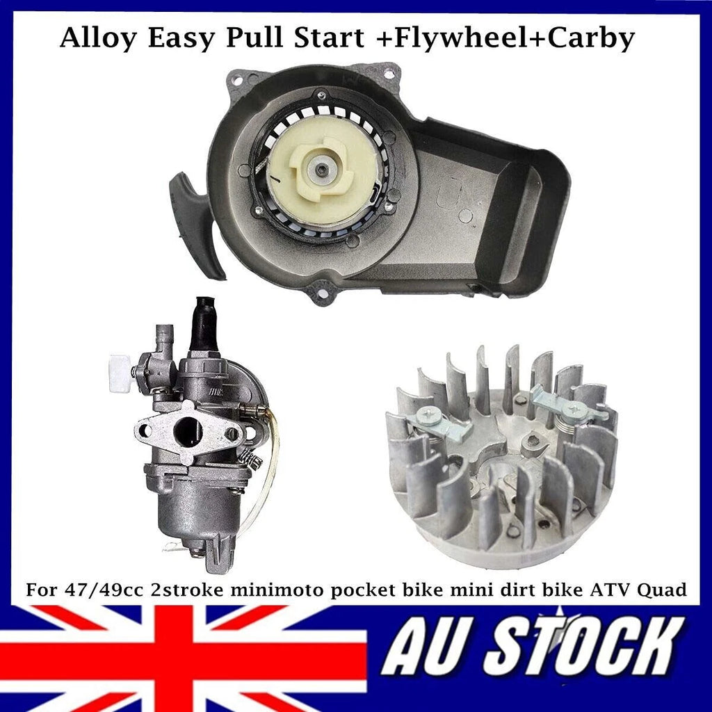 Easy Pull Starter + Flywheel + Carburetor for 47cc 49cc ATV Quad Mini Bike