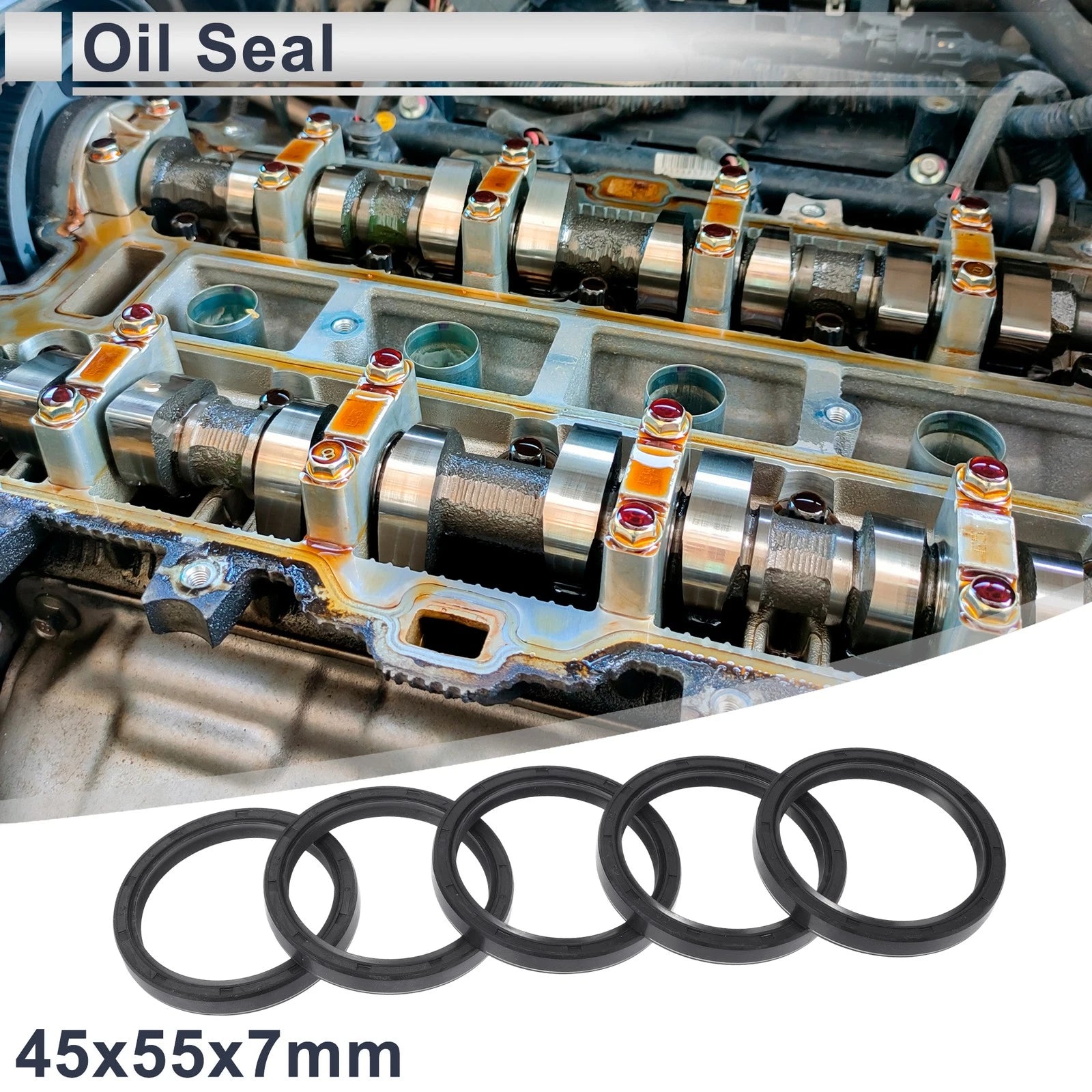 Set of 5 Oil Seal Rotary Shaft Seal NBR Rubber 45x55x7mm
