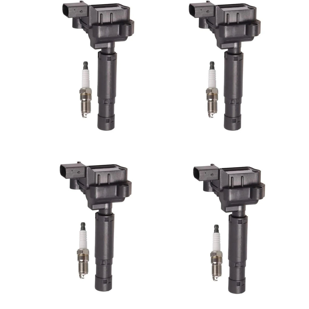 Set of 4 Ignition Coils + Spark Plugs for Mercedes-Benz C250 SLK250 (2012–2015)