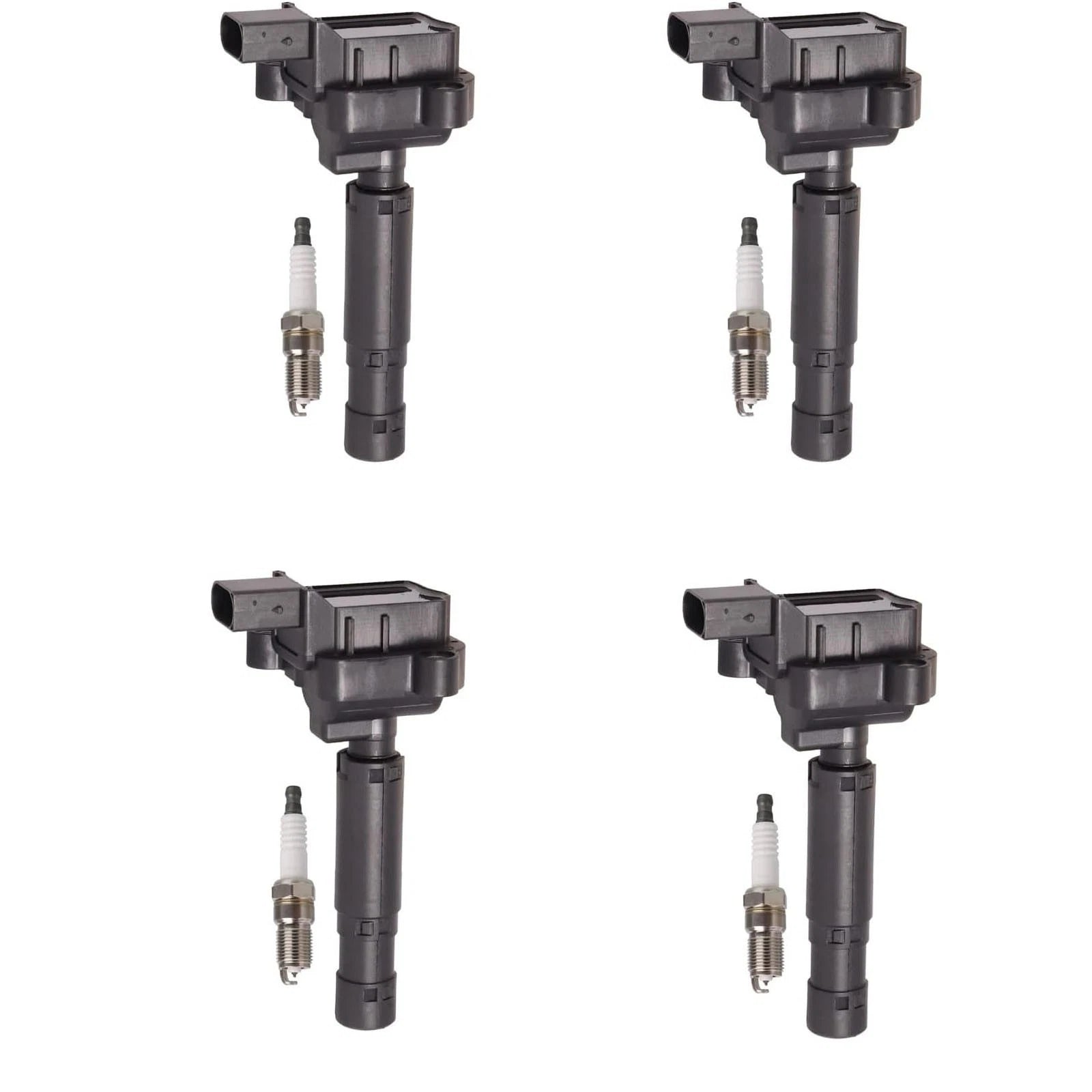 Set of 4 Ignition Coils + Spark Plugs for Mercedes-Benz C250 SLK250 (2012–2015)