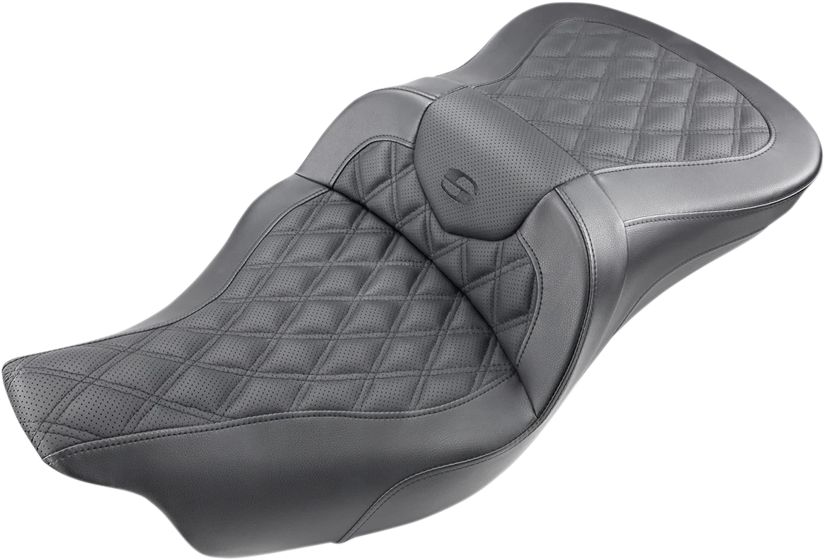 Saddlemen Roadsofa Seat for Harley Davidson FL (2014–2023) - Black, Lattice Stitch