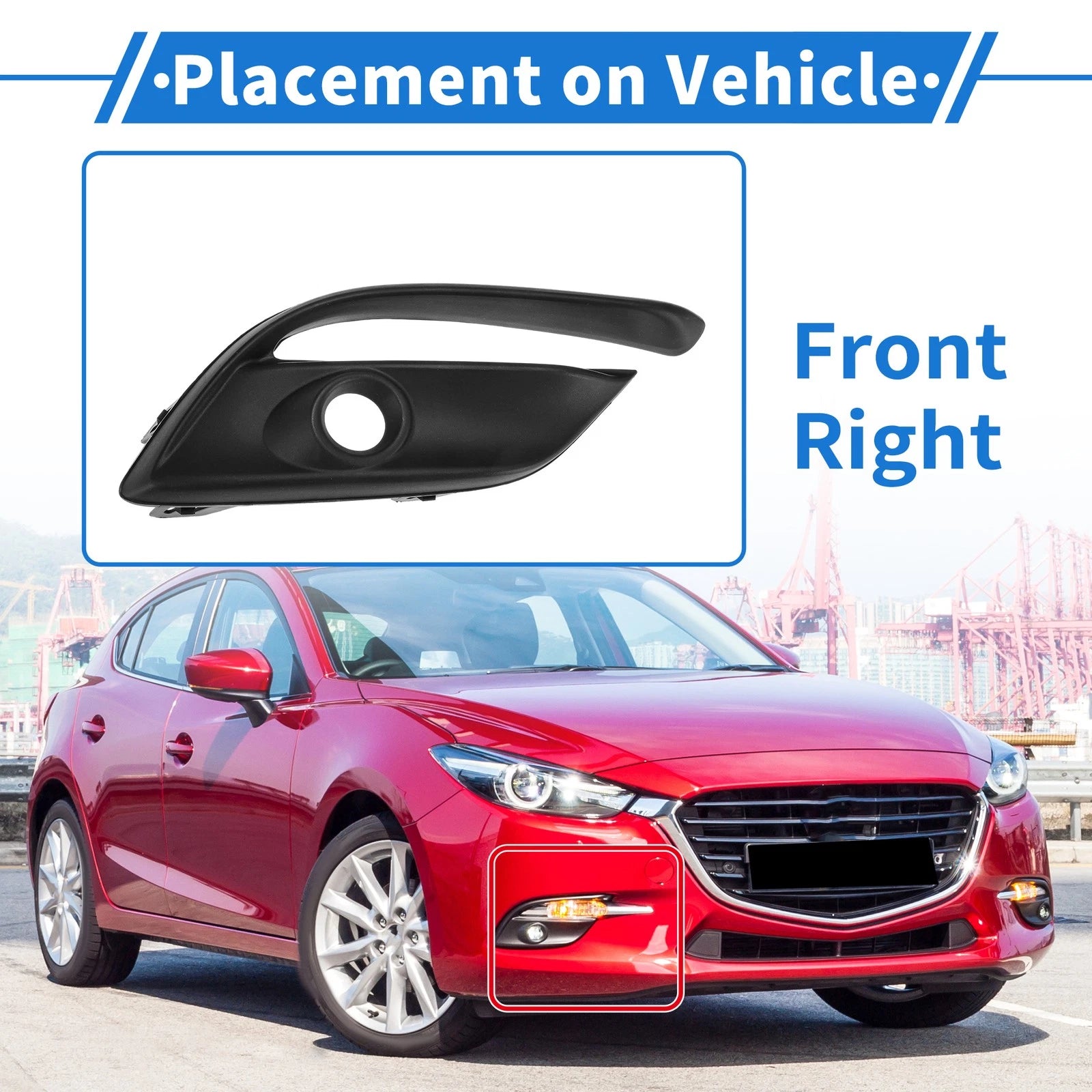 Front Right Fog Light Grill MA1039135/MA1039143 for Mazda 3 (2017–2018)