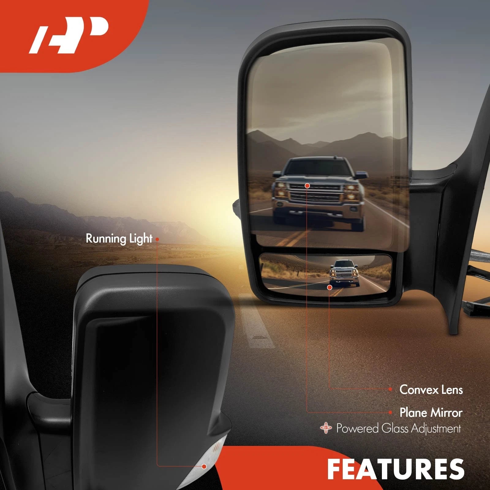 Driver Manual Mirror for Dodge Sprinter 2500 (2007-2009)