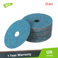 Set of 25 Zirconia Resin Fiber Grinding Discs 5” x 7/8”